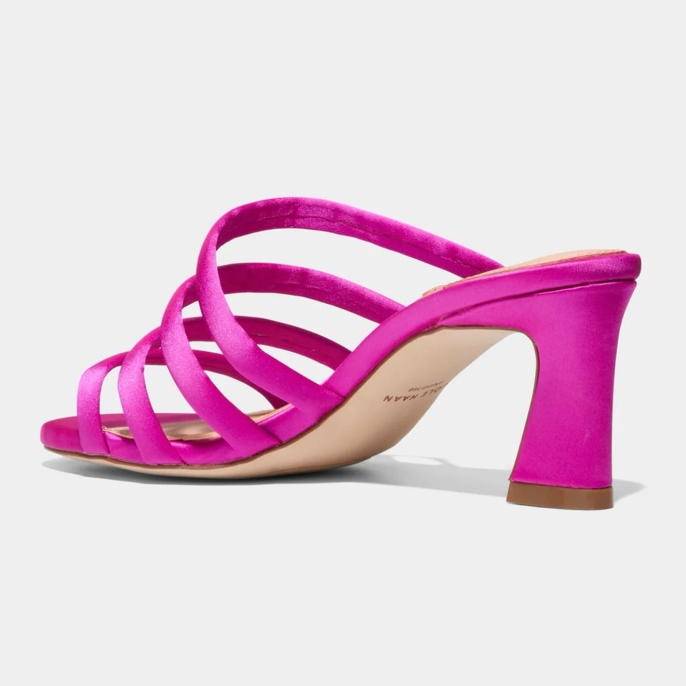 COLE HAAN Barbie Pink Satin Adella Sandal Heels | Size 8.5 - Picture 3 of 16
